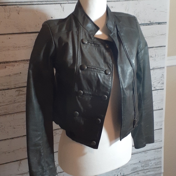 BBDakota charcoal grey leather motto jacket small - Picture 3 of 9